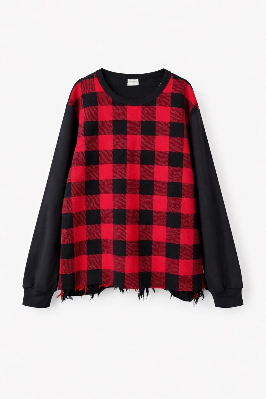 Dries Van Noten Plaid Wool Blend Sweatshirt Buffalo Check